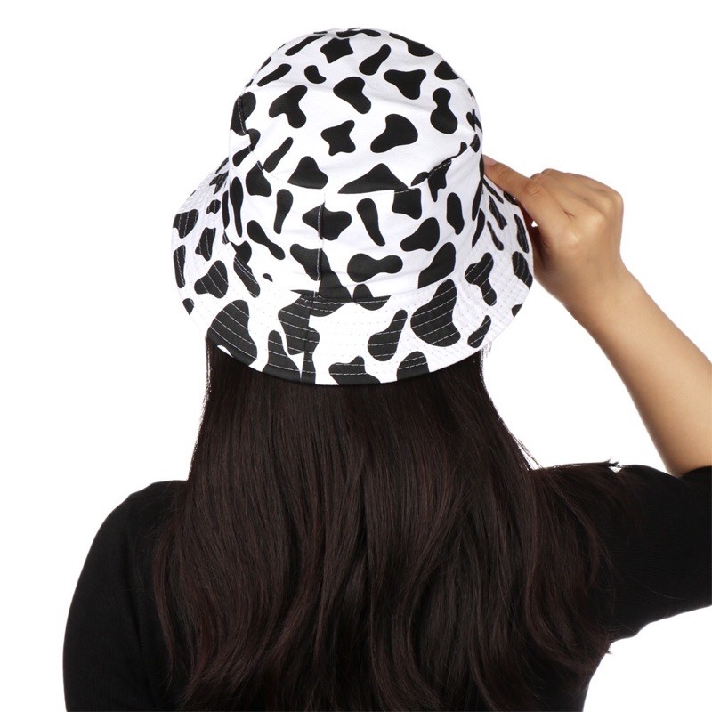 Nón 2 mặt hoạ tiết bò sữa