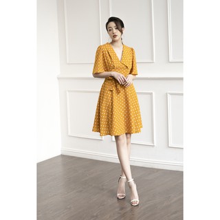 Đầm Cổ Petan, Tay Bồng Loe Đầm Dáng Xoè Thiết Kế Clara Mare DRE3003
