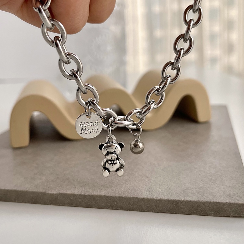 Vòng Tay Unique Bear Pendant Bracelet Personality Silver Link Chain Bracelet Women Party Jewelry Vintage Gift | BigBuy360 - bigbuy360.vn