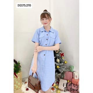 Đầm sơ mi tay lửng phối dây eo - D2175
