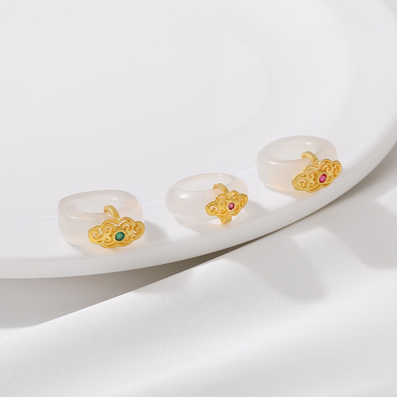 Mặt Dây Chuyền Vòng Tay / Nhẫn Chạy Bộ Màu Vàng Trắng Tự Nhiên diy