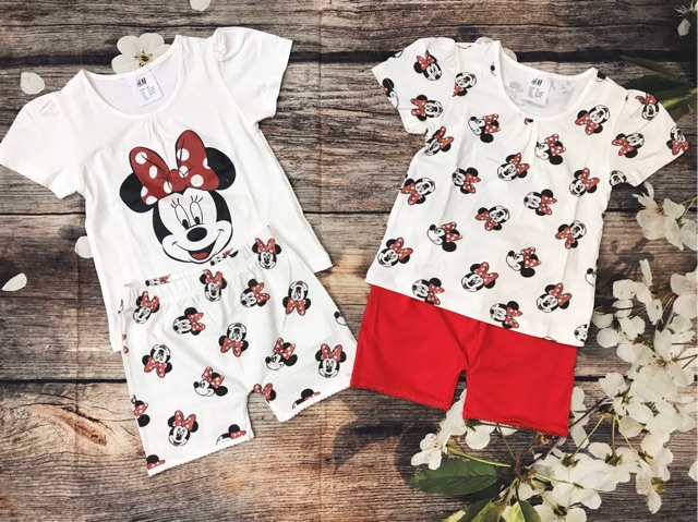 Bộ cộc cotton mickey bé gái HM 9M-5Y (có ảnh thật)