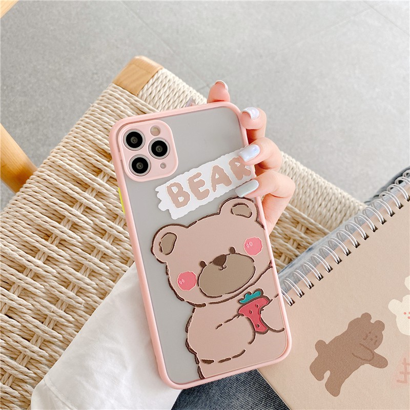 [ IPHONE ] Ốp Lưng Nhám Chống Sock, Va Đập Bảo Vệ Camera Bear Kute - G058