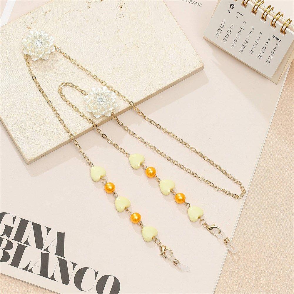 Dây Đeo Mắt Kính Bằng Kim Loại Đính Ngọc Trai Chống Thất Lạc Thời Trang