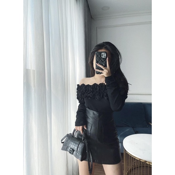 ÁO TĂM TRỄ VAI HOA HỒNG ĐEN | BigBuy360 - bigbuy360.vn