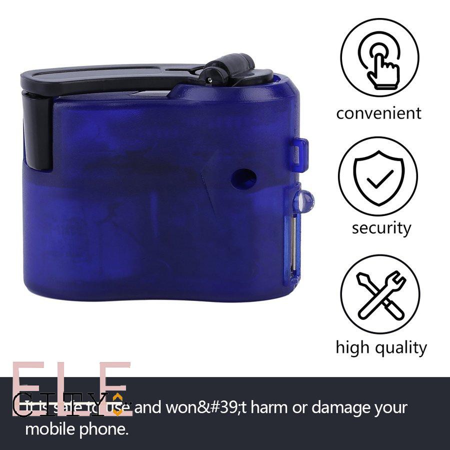 111ele} New USB Travel Emergency Phone Charger Dynamo Hand Manual Charger Blue