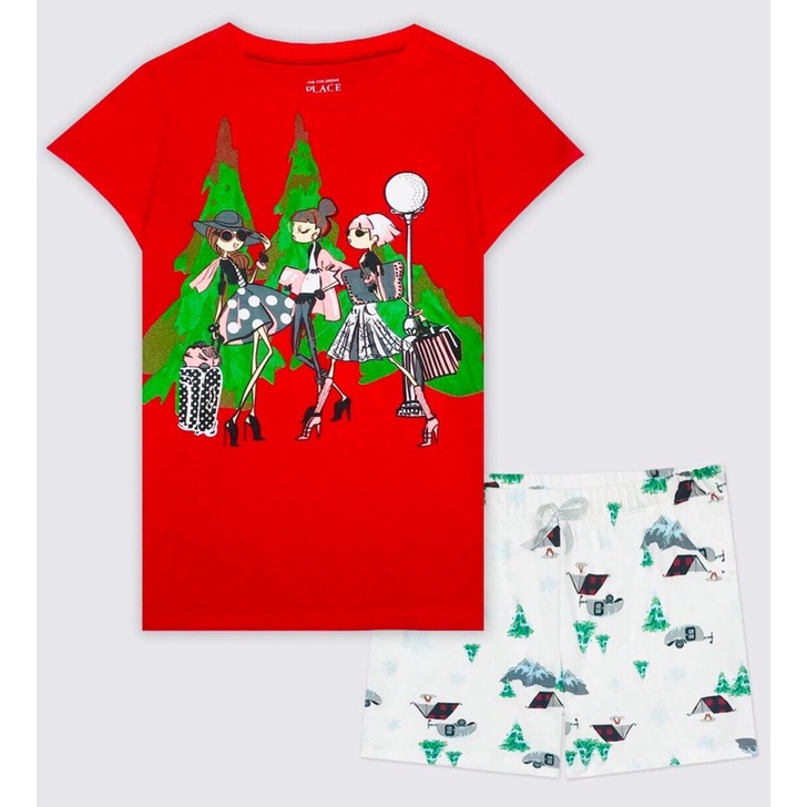 Bộ tay và quần thun ngắn Place cho bé gái - Chất cotton mỏng mát, thấm hút mồ hôi