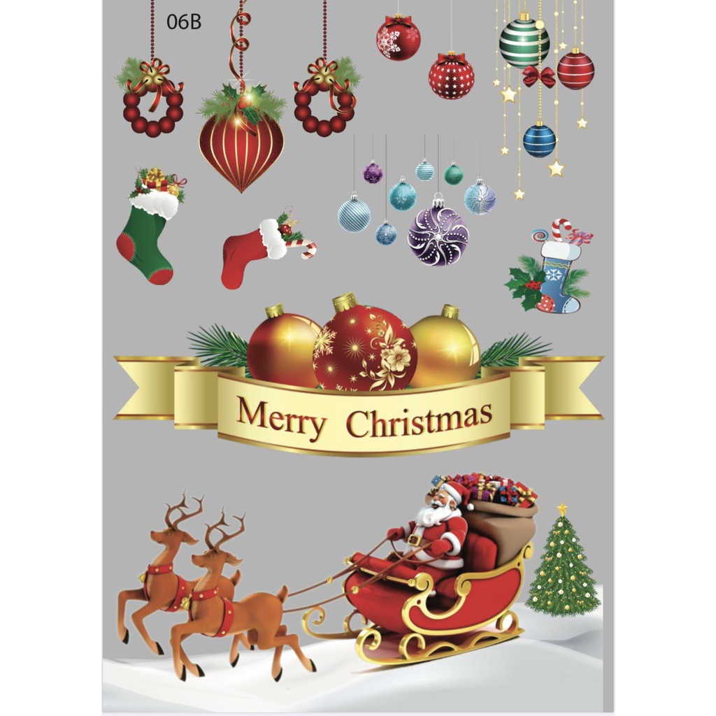 Decal trang trí noel dán kính dán tường MẪU 6B