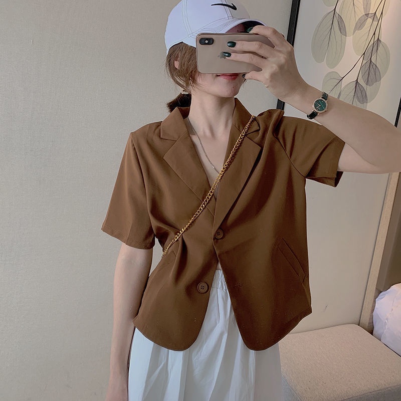 Áo Khoác Ngắn Tay Màu Trơn Thời Trang Mùa Hè Mới Cho Nữ