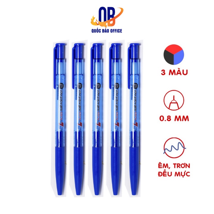 Bút bi Thiên Long TL-023 - ngòi 0.8mm - mực xanh/ đen/ đỏ - 1 chiếc