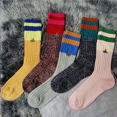 Mới Vớ Cho Nữ Cotton Họa Tiết Kẻ Sọc Thêu Hình Sao Thổ Phong Cách Nhật Bản