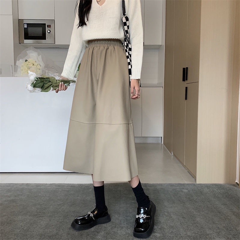 Chân Váy Chữ a Lưng Cao Bằng Da Thời Trang