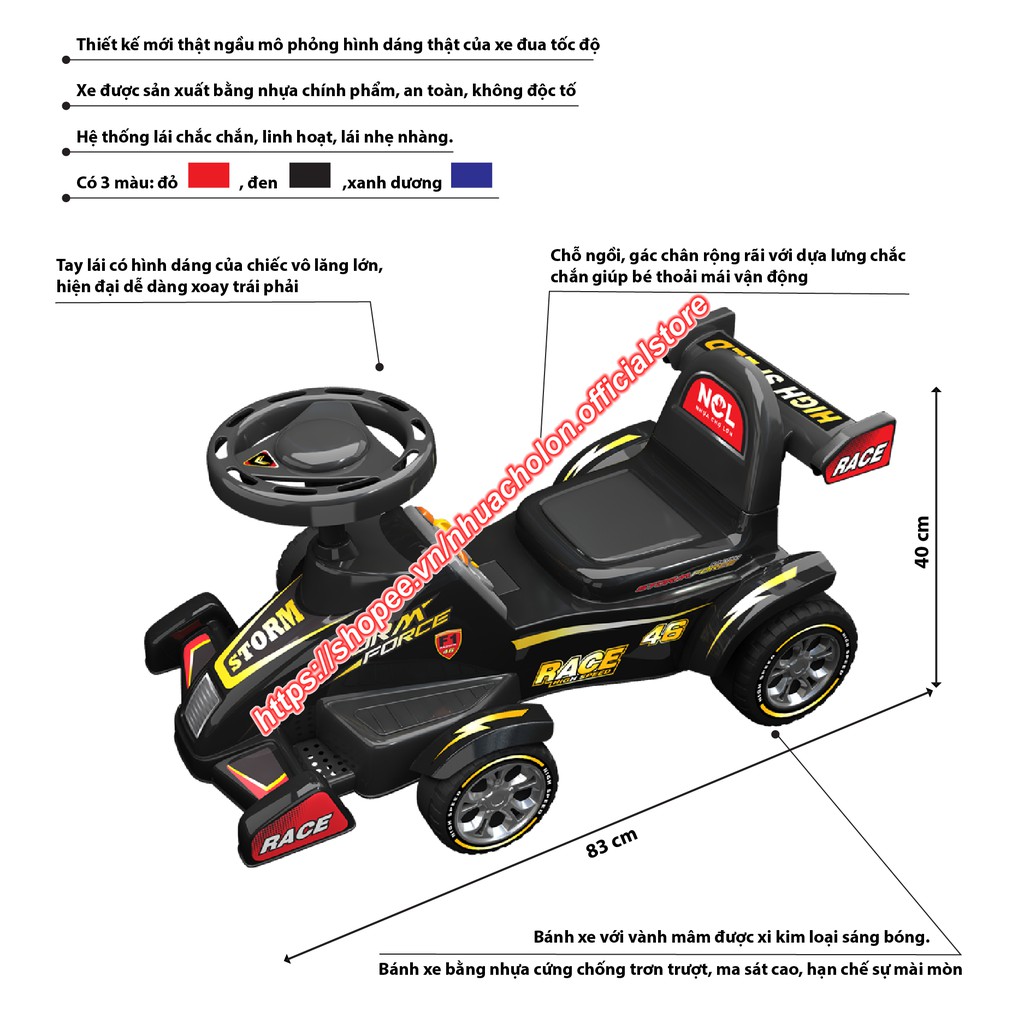 Xe lắc đại Nhựa Chợ Lớn hình Xe Đua Storm - M1770-X3B