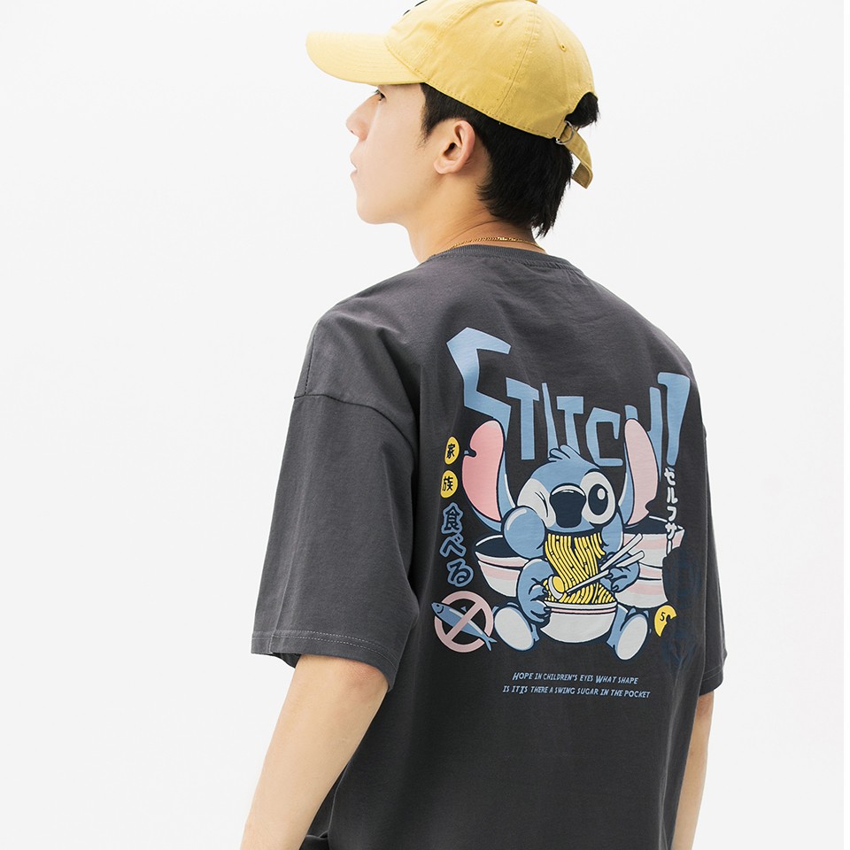 Áo Thun form rộng tay lỡ Unisex Stitch Nam Nữ Phong Cách Hàn Quốc street wear Chất Cotton Thoáng Mát AT 36 HALEY