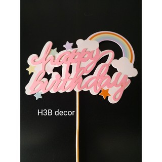 Chữ Happy Birthday cầu vòng hồng/1 cái