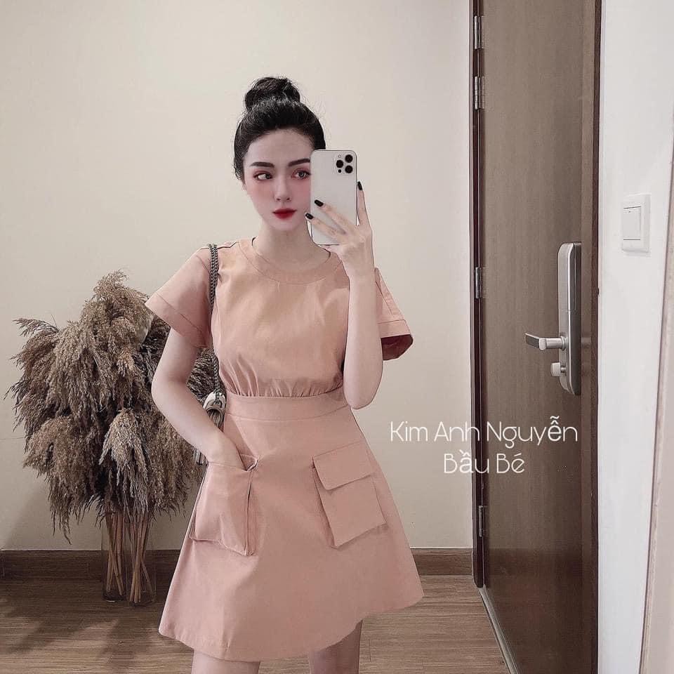 Váy kaki mềm túi hộp màu hồng xinh xắn | BigBuy360 - bigbuy360.vn
