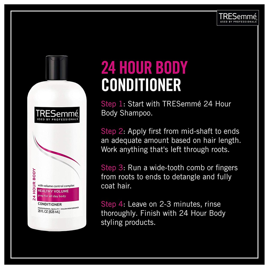 Dầu xả giúp tóc phồng suốt 24h TRESemmé 24 Hour Body Conditioner 828ml (Mỹ)