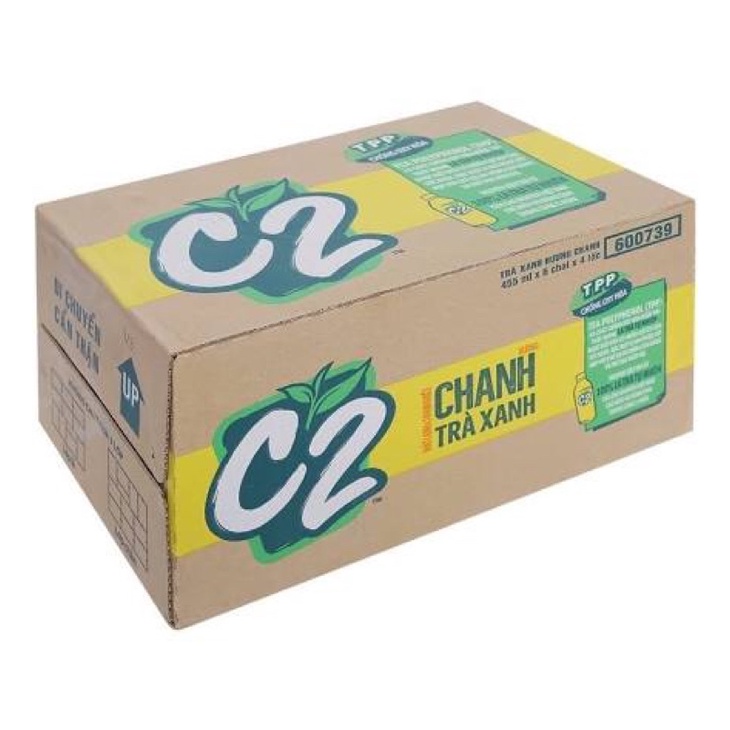 Thùng 24 Chai C2 Hương Chanh/ Đào 455ml ( có lốc lẻ )