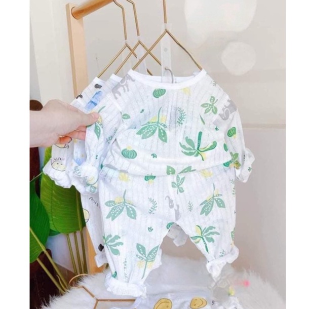 Combo 5 bộ cotton giấy dài tay cho bé trai bé gái trẻ sơ sinh từ 3-15kg giao mầu ngẫu nhiên - KIMI-SHOP DT01