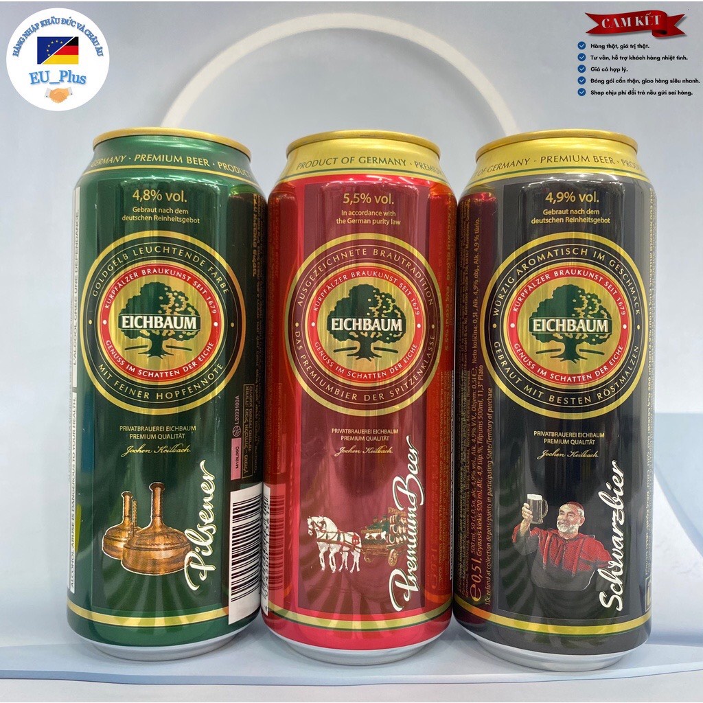 Bia Eichbaum Schwarzbier có hương vị đặc trưng, êm dịu 4.8%-4.9%-5.5%