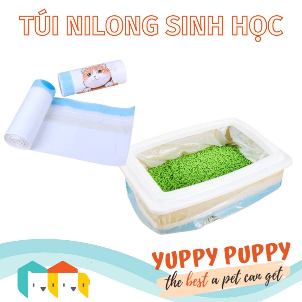 Túi nilon sinh học khay cát cho mèo size 15 túi / Biological poop bag