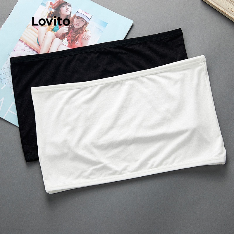  Áo Không Tay Lovito L00007 Dáng Ôm Màu Trắng /Đen Thời Trang