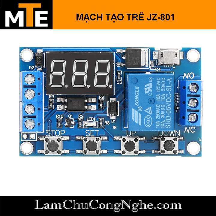 Mạch tạo trễ theo chu kỳ đóng ngắt relay 0 giây - 999 phút JZ-801