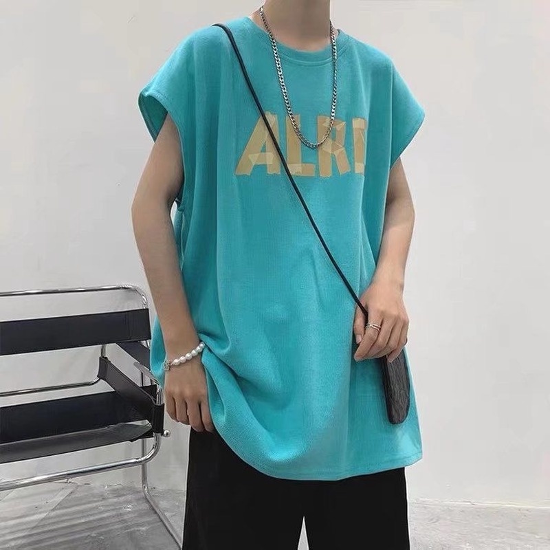 Áo Thun Ba Lỗ Dáng Rộng In Chữ Kiểu Hồng Kông Thời Trang Mùa Hè Cho Nam
