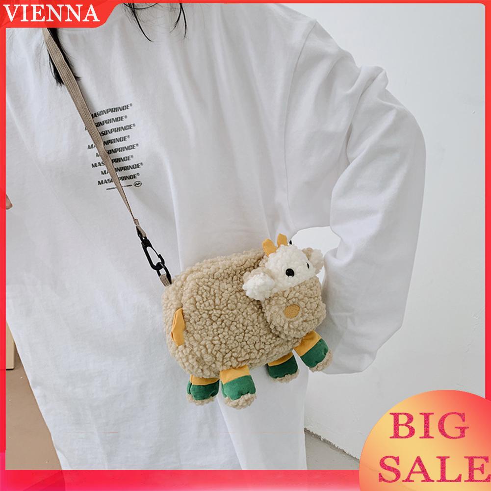 Túi Đeo Chéo Hình Con Cừu Nhồi Bông Dễ Thương Cho Nữ