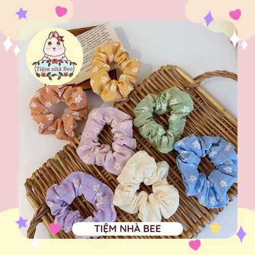 Phụ Kiện Tiệm nhà Bee] Dây Buộc Tóc Scrunchies hoa nhí Nữ Tính Thời Trang Phong Cách Hàn Quốc