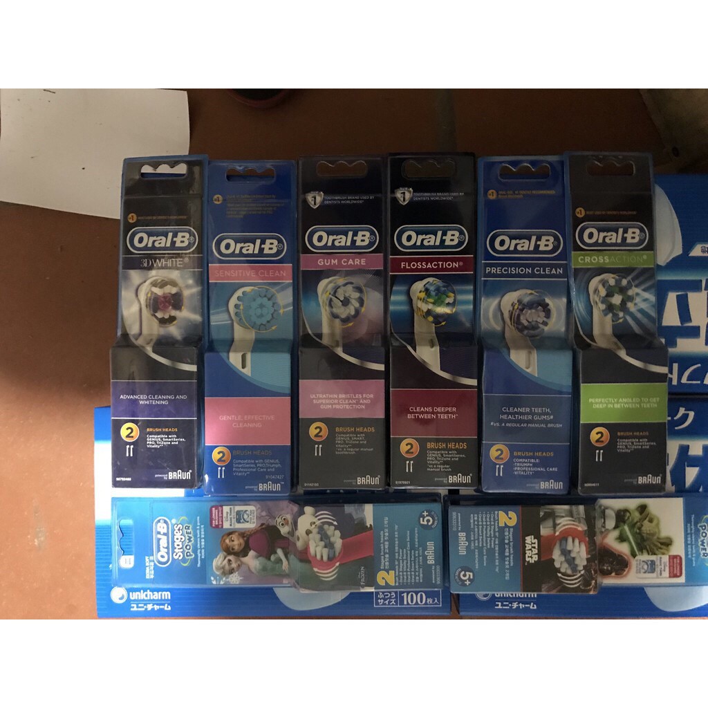 Set 2/3/4/5/6 đầu bàn chải thay thế bàn chải điện oral B Braun