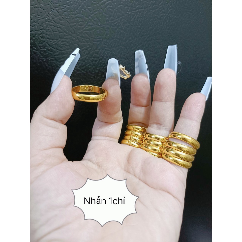 Nhẫn  trơn 1.2.3.5  chỉ hàng nhập  khắc 9999 mạ 24k cưc hot