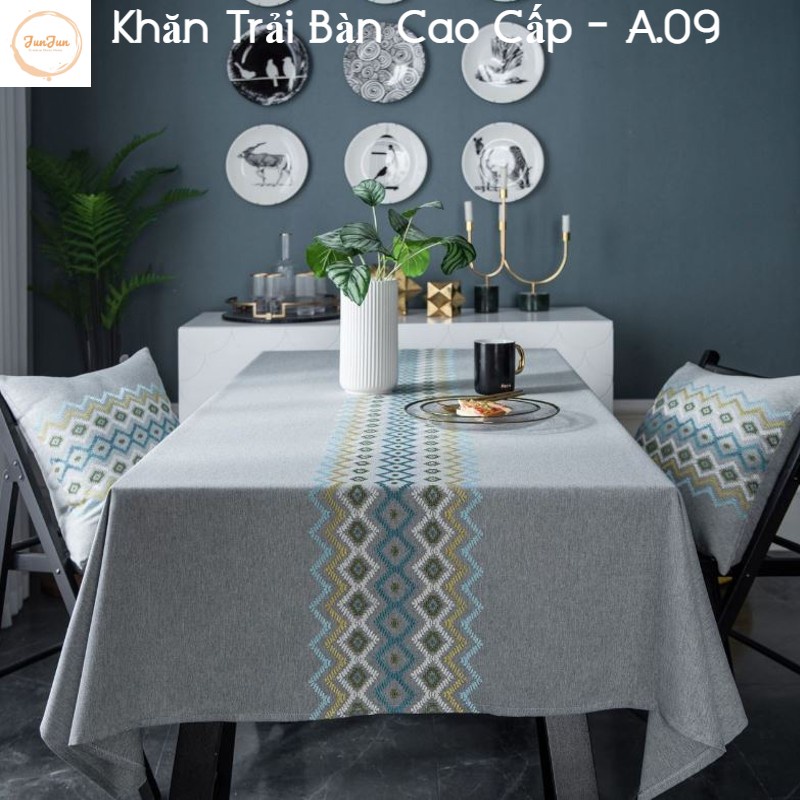 A09_Khăn trải bàn Cao Cấp hình vuông/chữ nhật chất liệu cotton 100% Phong cách Bắc Âu