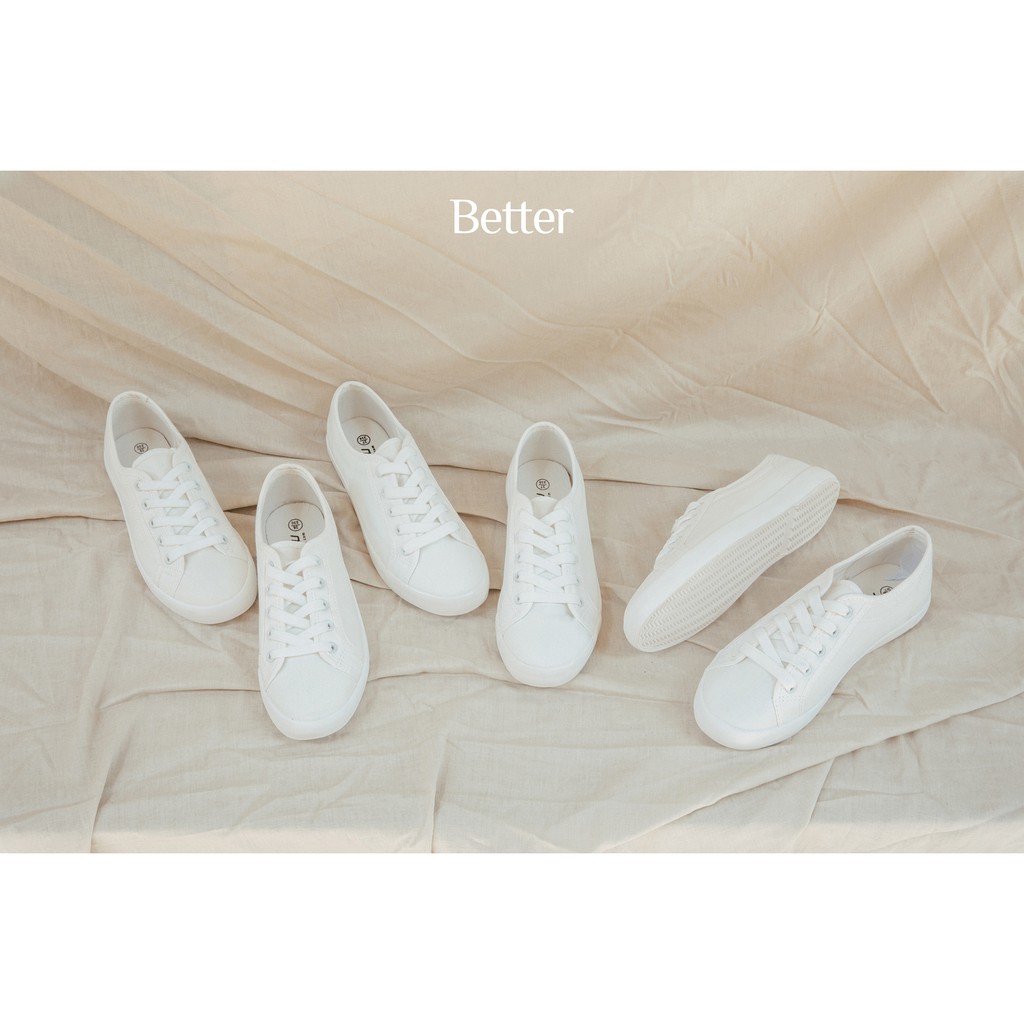 Giay sneaker vải canvas trắng trơn Better Shoes 160618001