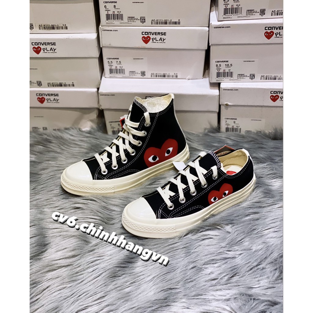 ( 𝙃𝙖̀𝙣𝙜 𝙍𝙚𝙖𝙡 ) Giày Conversse Chuck70s x CDG Cao &Thấp Cổ Màu Black/White