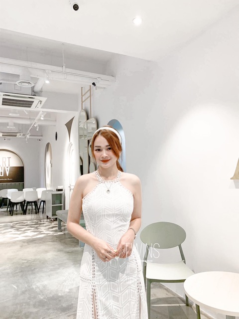 Váy maxi cổ yếm chân xẻ 1271