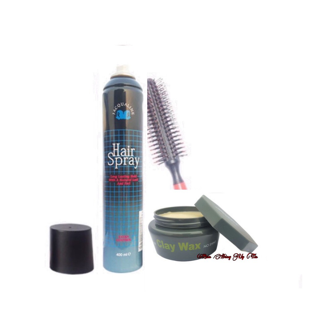 Combo gôm Hair Spray Jacqualine và sáp vuốt tóc Subtil Clay Wax tặng kèm lược tạo kiểu