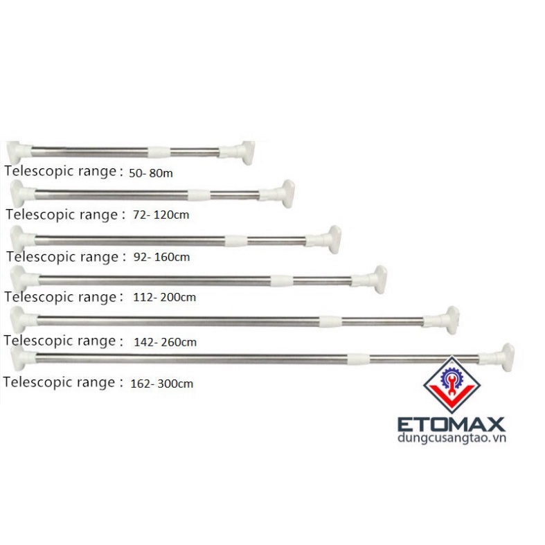 Thanh treo đa năng, thanh treo rèm, phơi quần áo không cần khoan bắt vít chất liệu INOX chắc chắn