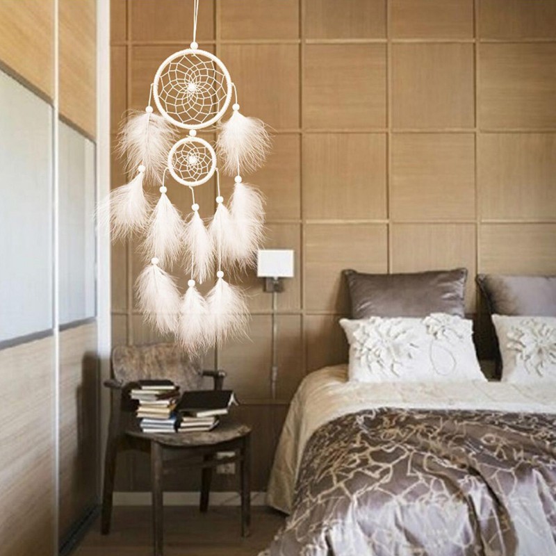 Chuông gió Dreamcatcher đính lông vũ trang trí nhà đẹp mắt