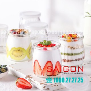 Combo 06 Hũ sữa Chua 100ml , 200ml Nắp nhựa | Hũ Thủy Tinh Sữa Chua Nắp Nhựa