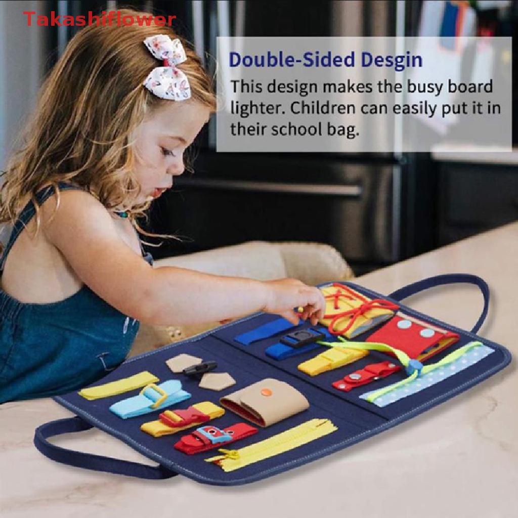 (Takashiflower) Bảng Đồ Chơi Luyện Tập Trí Não Montessori Có Khóa Cài Giáo Dục Cho Trẻ Em