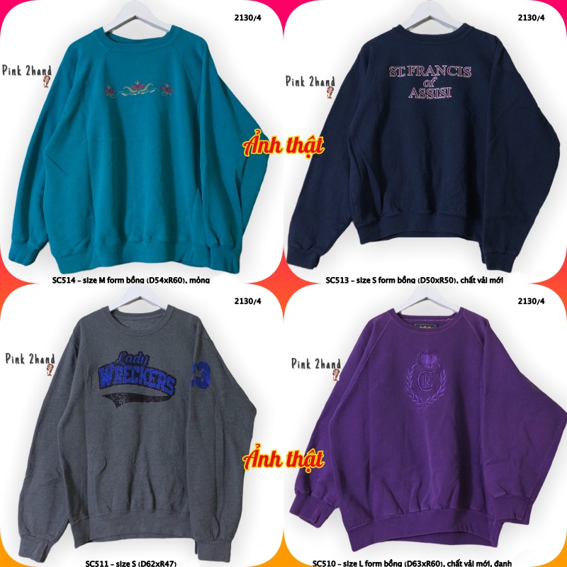 Áo Sweater nữ, nam 2hand, chất dày, size XL/XXL - 1412-5