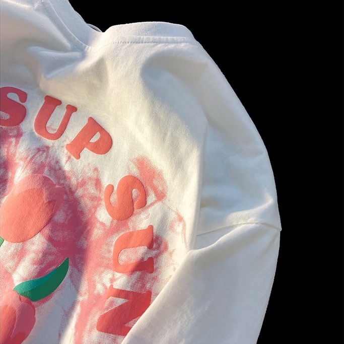 Áo thun ZHELIHANGFEI tay ngắn dáng rộng in hình hoa tulip dễ phối đồ hợp thời trang cho nữ