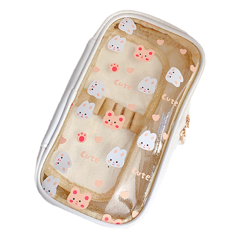 Túi Đựng Mỹ Phẩm Trong Suốt Họa Tiết Trái Tim Xinh Xắn