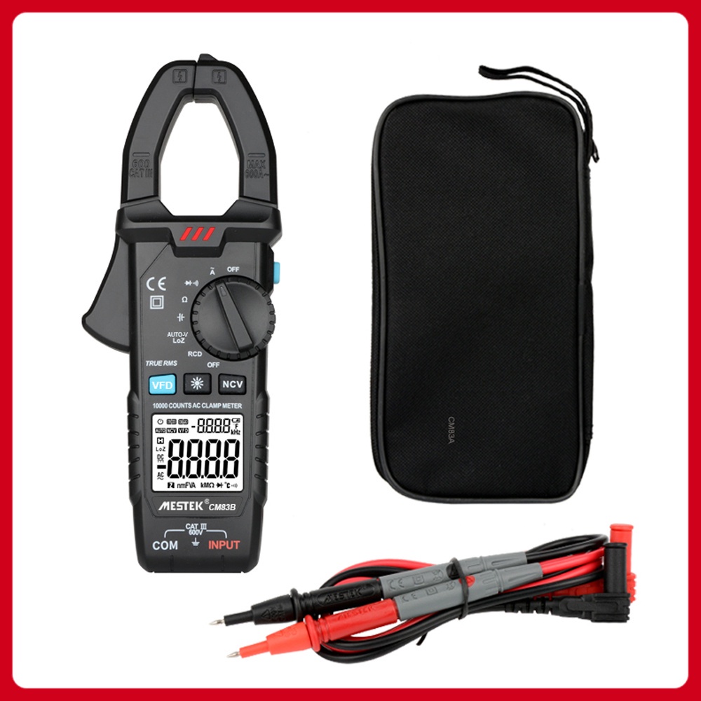 M MESTEK Digital Clamp Meter 600A AC Current 600V AC/DC Voltage Capacitance Measurement Data Hold Backlight NCV Tester Multimeter