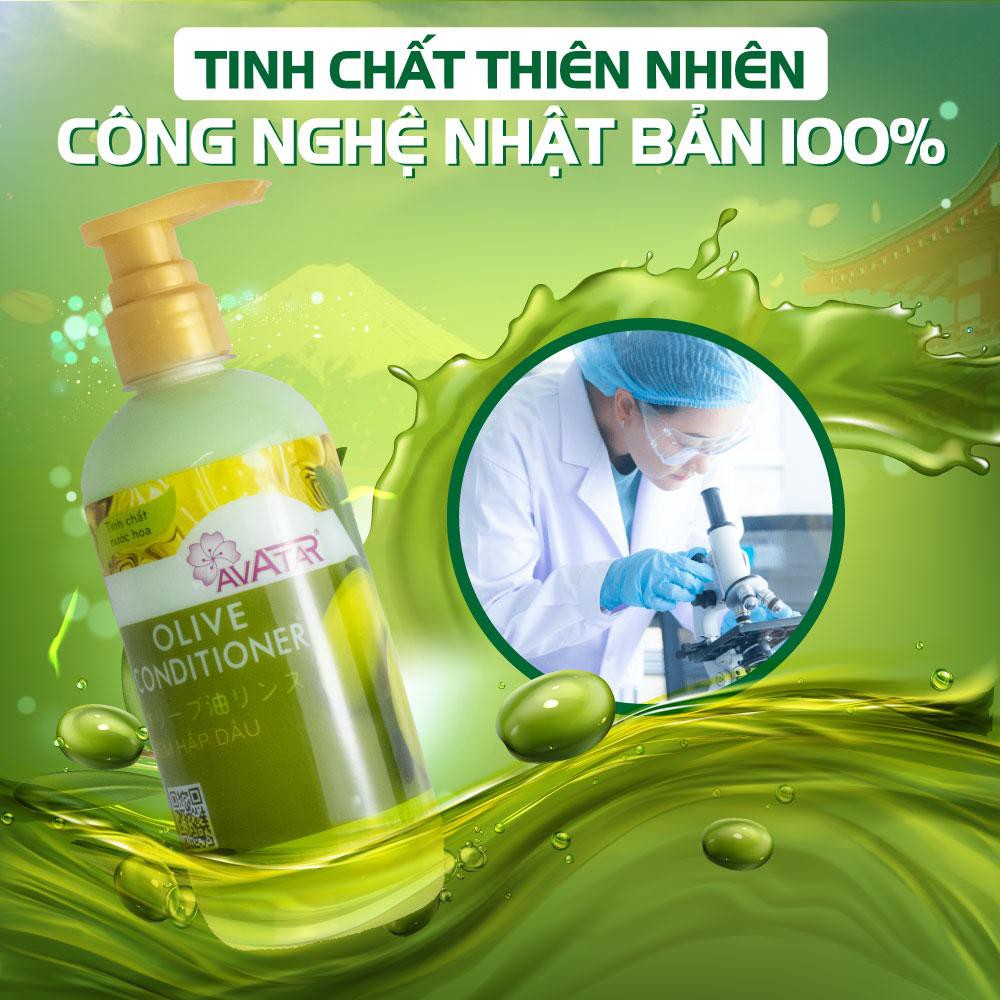 Dầu xả Olive AVATAR nuôi dưỡng tóc chắc khỏe chống gãy rụng tóc dài suôn mềm mượt 500ml