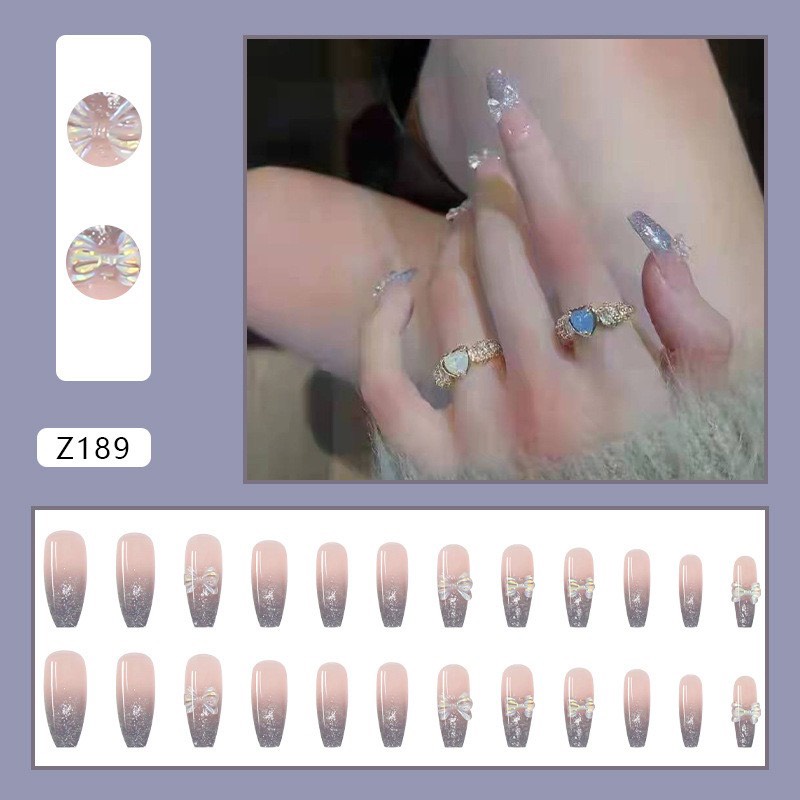 Móng tay giả đính đá Nail Box 24 móng giả kèm keo