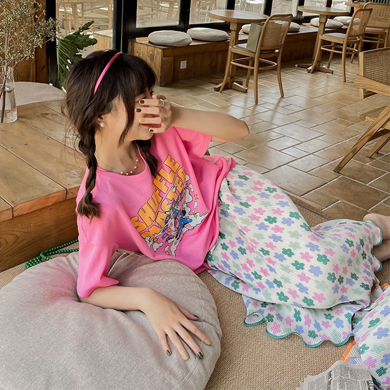 Jiashucheng Chân Váy Chữ a Xếp Ly Lưng Cao Vừa Vặn Mùa Hè Dễ Phối Đồ Cho Nữ