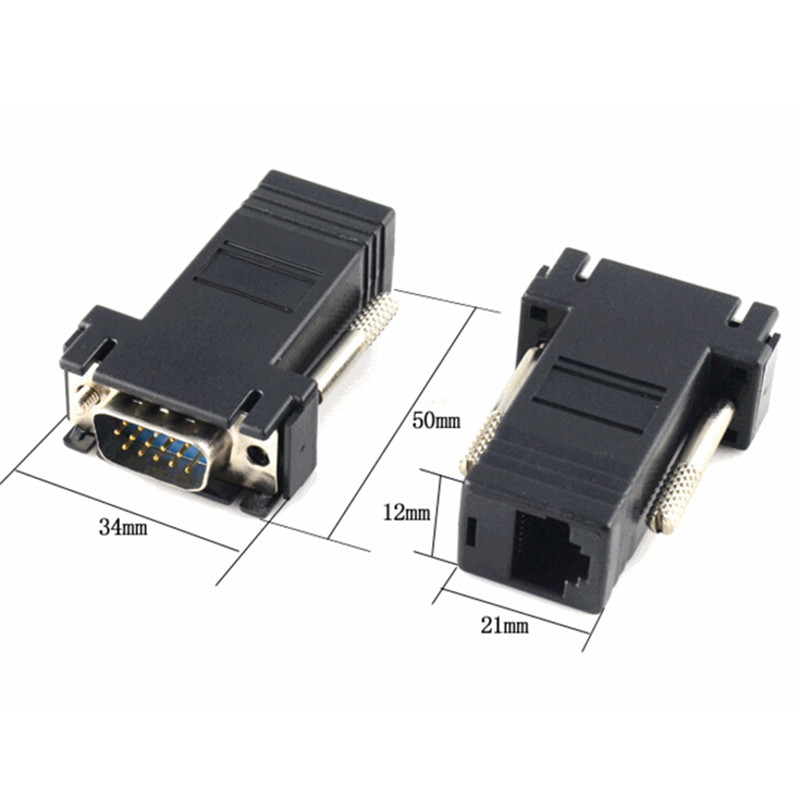 Dây Cáp Nối Dài VGA RGB HDB Male Sang LAN CAT5 CAT6 RJ45 Female