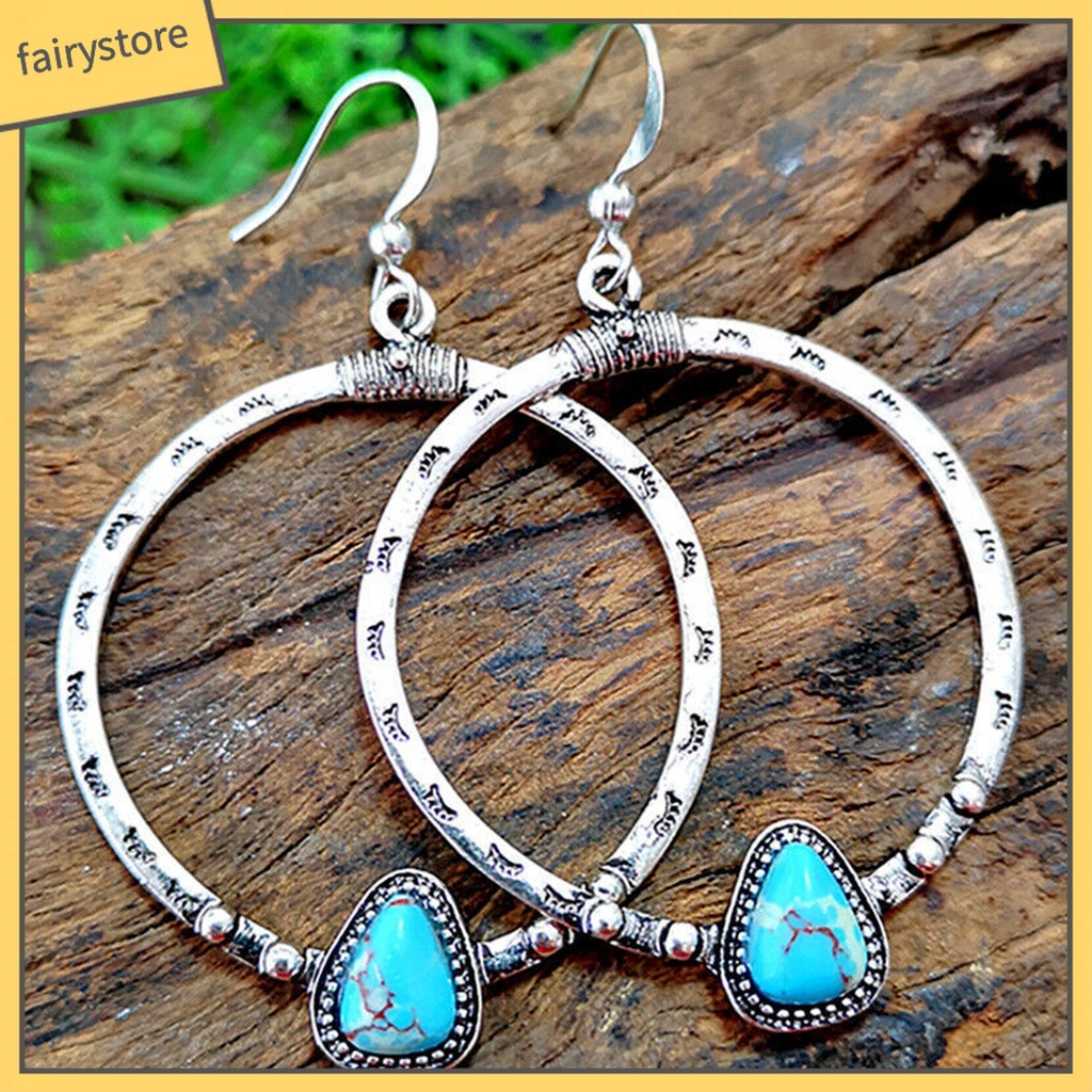 1 Đôi Bông Tai Tròn Đính Đá Phong Cách Vintage Dành Cho Nữ